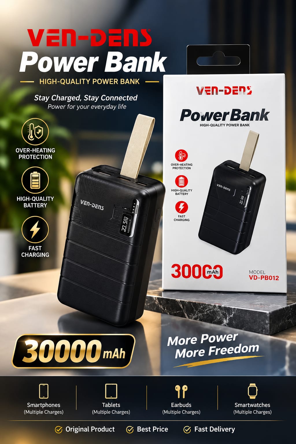 VEN-DENS POWER BANK VP-PB012 30000mah